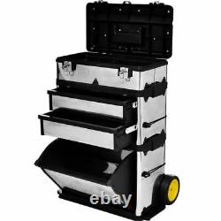 3-Part Rolling Tool Box Chest With 2 Wheels Storage Cabinet Storage Boxes Garage