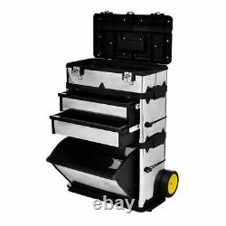 3-Part Rolling Tool Box with 2 Wheels Storage 2-drawer Cabinet Storage Boxes