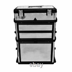 3-Part Rolling Tool Box with 2 Wheels Storage 2-drawer Cabinet Storage Boxes