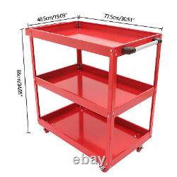 3-Tier Garage Rolling Storage Tool Cart Utility Organizer Cart + Wheels Red