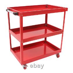 3 Tier Heavy Duty Utility Tool Cart Dolly Rolling Plastic Trolley Service Red US
