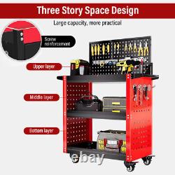 3-Tier Mechanic Rolling Tool Wash Detail Cart Storage Organizer Trolley Tray Box