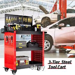 3-Tier Mechanic Rolling Tool Wash Detail Cart Storage Organizer Trolley Tray Box