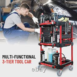 3 Tier Rolling Mechanics Tool Detailing Cart Trolley Garage Storage Organizer US