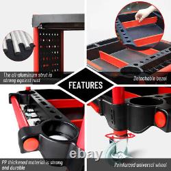 3 Tier Rolling Mechanics Tool Detailing Cart Trolley Garage Storage Organizer US