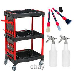 3 Tier Rolling Mechanics Tool Detailing Cart Trolley Garage Storage Organizer US