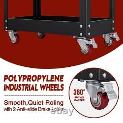 3 Tier Rolling Tool Cart Lock Mechanic Cabinet Metal Storage with Wheels &Pegboard