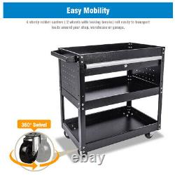 3 Tier Rolling Tool Cart Utility Cart withWheels & Drawers Metal Storage Tool Box