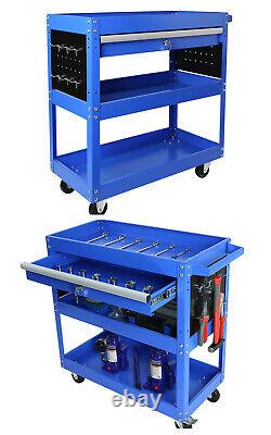 3 Tier Rolling Tool Cart With Drawers Service Cart Tool Organizer with Wheels