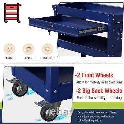 3 Tier Rolling Tool Cart on Wheels Mechanic Storage Organizer with Lockable Drawer