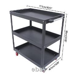 3-Tier Rolling Utility Tool Service Cart Organizer Storage Trolley Heavy Duty