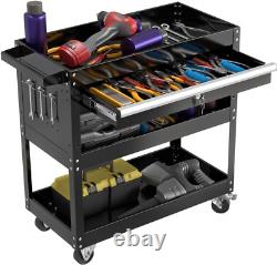 3-Tray Rolling Tool Cart on Wheels, Tool Box with Wheels and Drawers, 300 LBS Ut