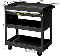 3-Tray Rolling Tool Cart on Wheels, Tool Box with Wheels and Drawers, 300 LBS Ut