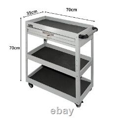 3 Tray Tool Cart withDrawer Organizer Rolling Utility Decker Mechanic Cabinet Gray