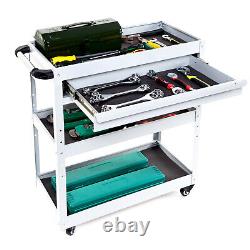 3 Tray Tool Cart withDrawer Organizer Rolling Utility Decker Mechanic Cabinet Gray