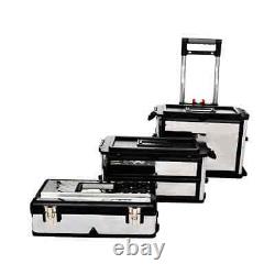 3-in-1 Rolling Tool Box Set Mobile Chest Storage Organizer Portable Cart Trolley
