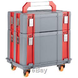 3 in 1 Rolling Tool Box Set Stackable Portable ABS Tool Chest Storage Organizer