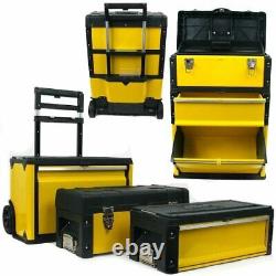 3-in-1 Rolling Tool Box with Wheels Foldable Comfort Handle and Removable Sec