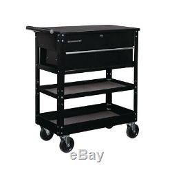 30 Rolling Storage Cart With Top Compartment Auto Shop Garage Tool Box Black