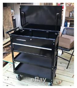 30 Rolling Storage Cart With Top Compartment Auto Shop Garage Tool Box Black