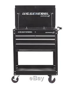 30 in. 4 Drawer Black Tech Cart Tool Storage Rolling Workstation Auto Shop Box