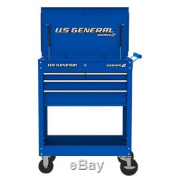 30 in. 4 Drawer Blue Tech Cart Tool Storage Rolling Workstation Auto Shop Box