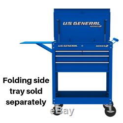 30 in. 4 Drawer Blue Tech Cart Tool Storage Rolling Workstation Auto Shop Box
