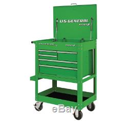 30 in 5 Drawer Green Mechanic's Cart Tool Storage Rolling Workstation Auto Shop