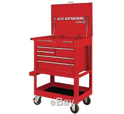 30 in5 Drawer Red Mechanic's Cart Chest Box Auto Shop Roll Swivel Tool Storage