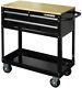 36 In. 3-drawer Rolling Tool Cart With Solid Wood Top Work Surface Black Husky
