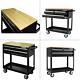 36 In. W 3-drawer Rolling Tool Cart In Gloss Black With Hardwood Top