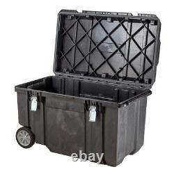 38 in. 63 Gallon Mobile Tool Box Portable Rolling Chest Black Lid Waterproof