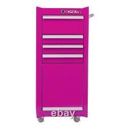 4-Drawer & Bulky Storage 18-Gauge Steel Rolling Tool/Salon Cart Pink withLiners