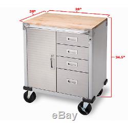 4 Drawer Rolling Storage Cabinet UltraHD Key Lock Stainless Steel Wheel Tool Box