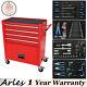 4-drawer Rolling Tool Box Cart Tool Storage Cabinet Tool Chest With Tool Set Red
