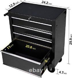 4-Drawer Rolling Tool Cart, Metal Tool Storage Organizer Cabinet Tool ChestwithLock