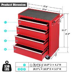 4-Drawer Rolling Tool Cart Tool Storage Cabinet Tool Organizer Box with Handle