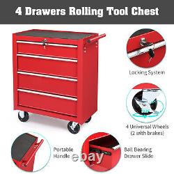 4-Drawer Rolling Tool Cart Tool Storage Cabinet Tool Organizer Box with Handle