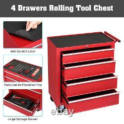 4-Drawer Rolling Tool Cart Tool Storage Cabinet Tool Organizer Box with Handle