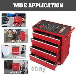 4-Drawer Rolling Tool Cart Tool Storage Cabinet Tool Organizer Box with Handle