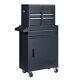 4-drawer Rolling Tool Chest Storage Cabinet With Wheels & Adjustable Shelf Black