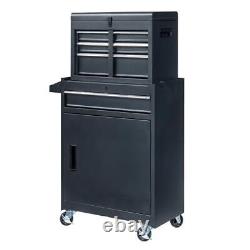 4-Drawer Rolling Tool Chest Storage Cabinet with Wheels & Adjustable Shelf Black