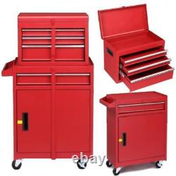 4-Drawer Rolling Tool Chest Storage Cabinet with Wheels & Adjustable Shelf Red