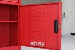 4-Drawer Rolling Tool Chest Storage Cabinet with Wheels & Adjustable Shelf Red