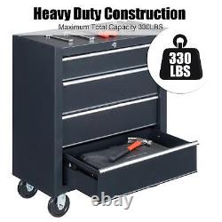 4-Drawer Rolling Tool Chest with Lock & Key Tool Storage Cabinet for Repair Shop