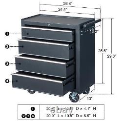 4-Drawer Rolling Tool Chest with Lock & Key, Tool Storage Cabinet with Wheels US