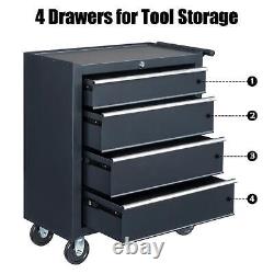 4-Drawer Rolling Tool Chest with Lock & Key, Tool Storage Cabinet with Wheels US