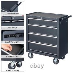 4-Drawer Rolling Tool Chest with Lock & Key, Tool Storage Cabinet with Wheels US