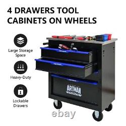 4 Drawers Rolling Tool Box Cart Tool Storage Cabinet Steel Lockable Tool Chest