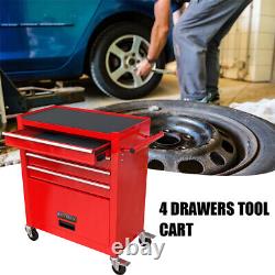 4 Drawers Rolling Tool Box Cart Tool Storage Cabinet Steel Tool Chest with Wheels